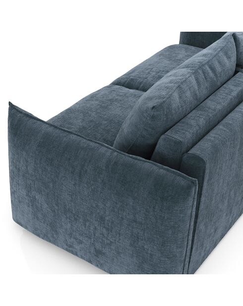 Schlafsofa, 160 cm dick, 17 cm, geprägter, mineralblauer Kokosnusssamt von Coco Velours — 228 x 105 x 90 cm