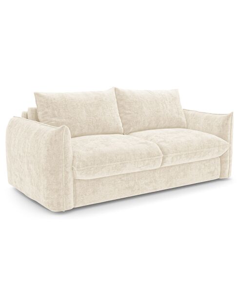 Sofabett, 140 cm dick, 17 cm dick, cremefarbener, geprägter Samt von Coco Velours — 208 x 105 x 90 cm