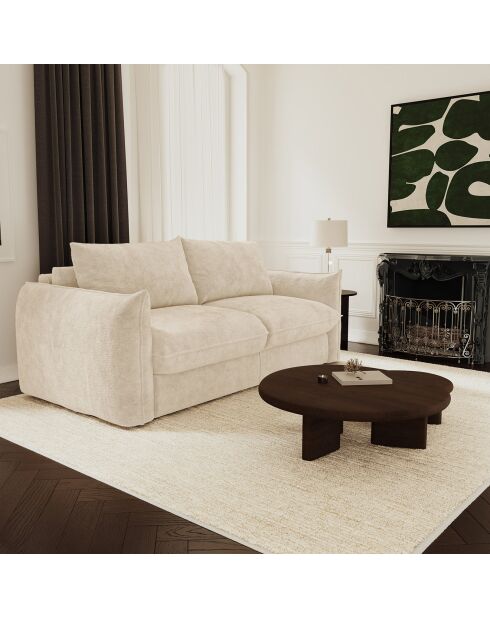 160 cm großes Schlafsofa, 17 cm dick, Coco Velvet, cremefarbener, geprägter Samt — 228 x 105 x 90 cm