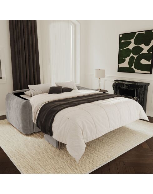 Converteerbare bank 140 cm dik 17 cm Coco Velours gebosseleerd betongrijs - 208x105x90 cm