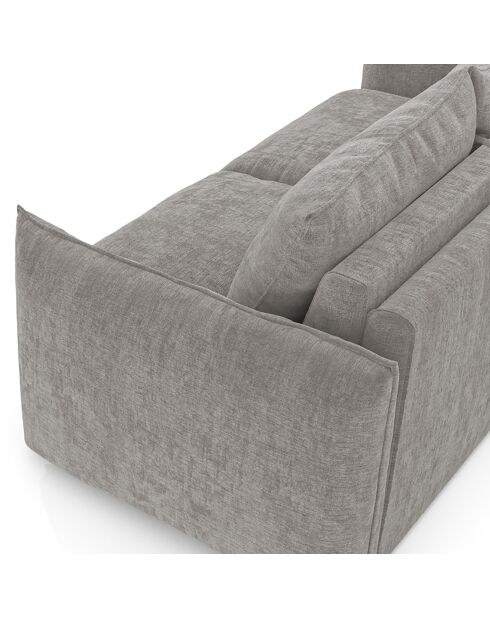 Converteerbare bank 140 cm dik 17 cm Coco Velours gebosseleerd betongrijs - 208x105x90 cm