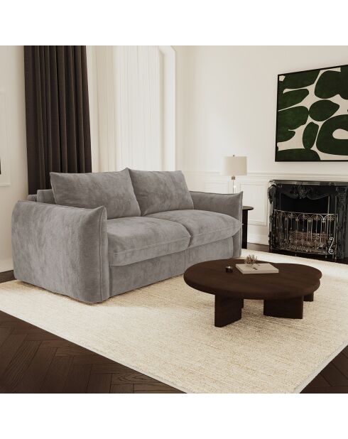 Omvormbare bank 160 cm dik 17 cm Coco Velours gebosseleerd betongrijs - 228x105x90 cm