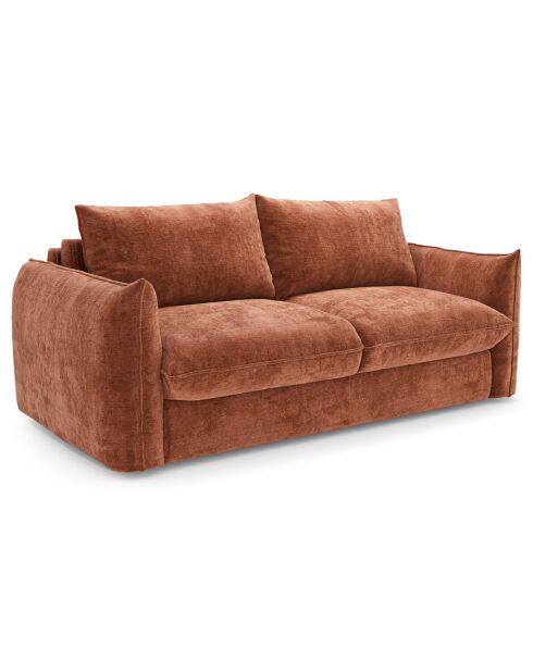 160 cm großes Schlafsofa, 17 cm dick, Coco Velours, Terrakotta, mit Prägung, 228 x 105 x 90 cm
