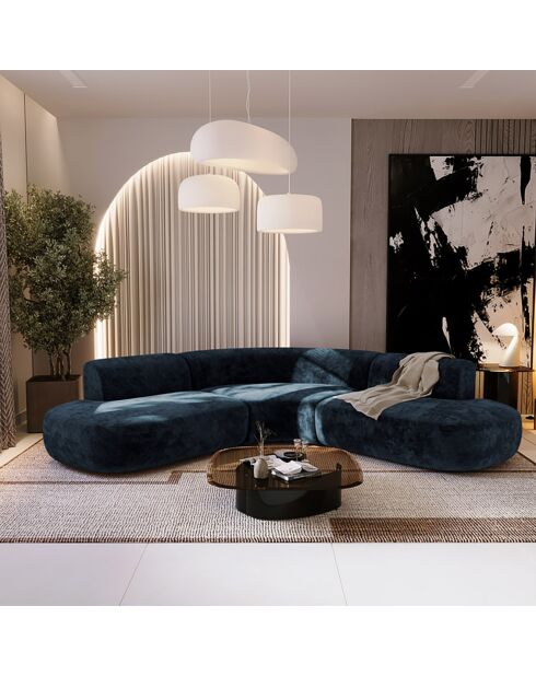 Dream Velours Elefanten-Weitwinkelsofa, 250 x 90 x 70 cm, Mitternachtsblau