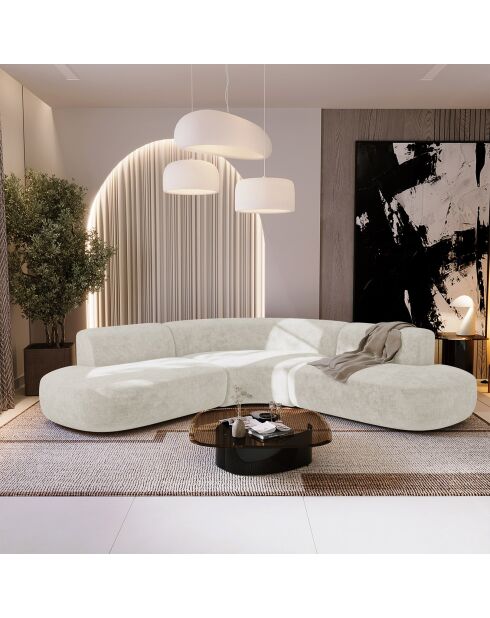Dream Velours großes Winkelsofa, cremefarbener Elefant, 250 x 90 x 70 cm