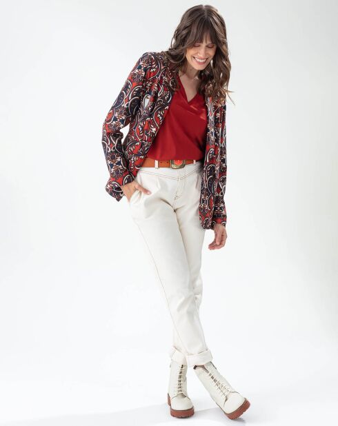 Pantalon Naomi naturel/terracotta