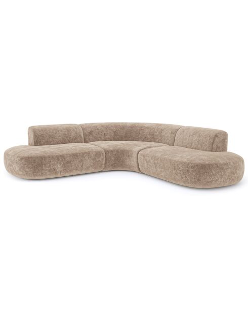 Dream Velours großes Winkelsofa Elefant taupe - 250x90x70 cm