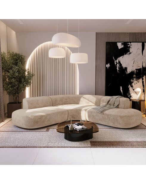 Dream Velours großes Winkelsofa Elefant taupe - 250x90x70 cm