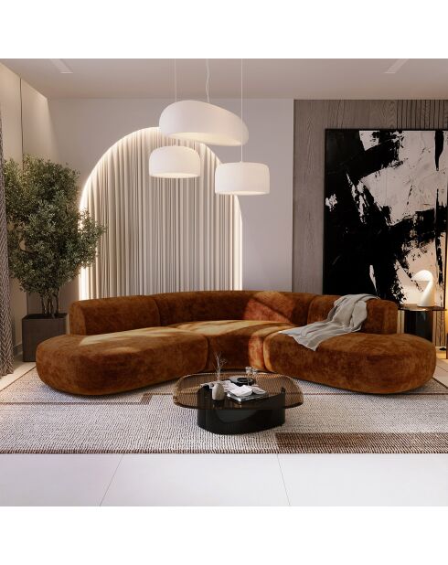 Dream Velours großes Ecksofa Elefant Terrakotta - 250x90x70 cm