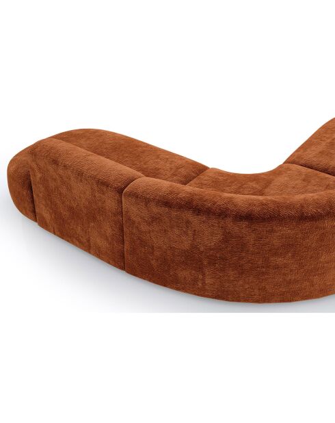 Dream Velours großes Ecksofa Elefant Terrakotta - 250x90x70 cm