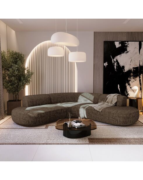 Dream Weitwinkelsofa aus strukturiertem Velours, Espressobraun — 250 x 90 x 70 cm