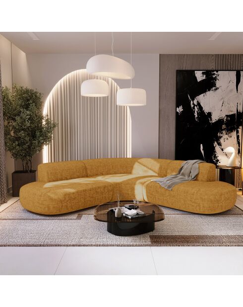 Dream Weitwinkelsofa Mustard aus strukturiertem Samt - 250x90x70 cm