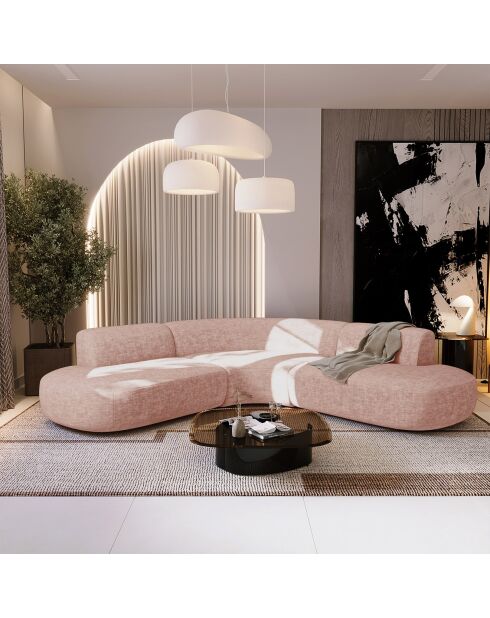 Dream Weitwinkelsofa aus strukturiertem Samt im Vintage-Rosa — 250x90x70 cm