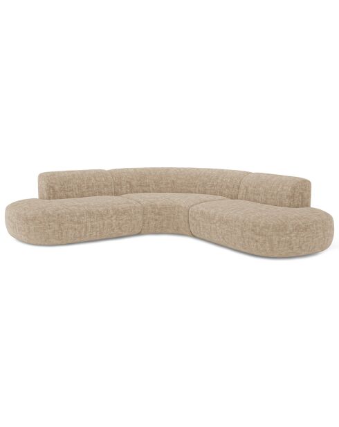 Dream Weitwinkelsofa aus strukturiertem Samt in Taupe - 250x90x70 cm