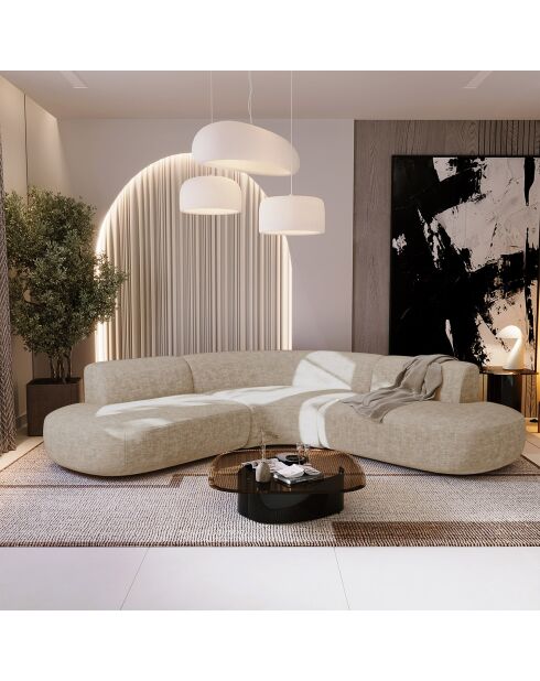 Dream Weitwinkelsofa aus strukturiertem Samt in Taupe - 250x90x70 cm