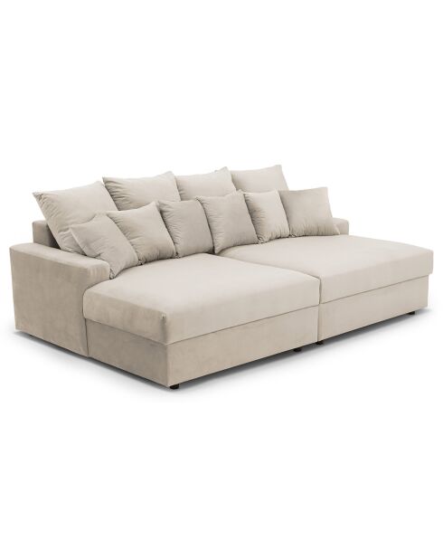 Fluf 4-zits diepe modulaire bank beige fluweel - 260x155x83 cm