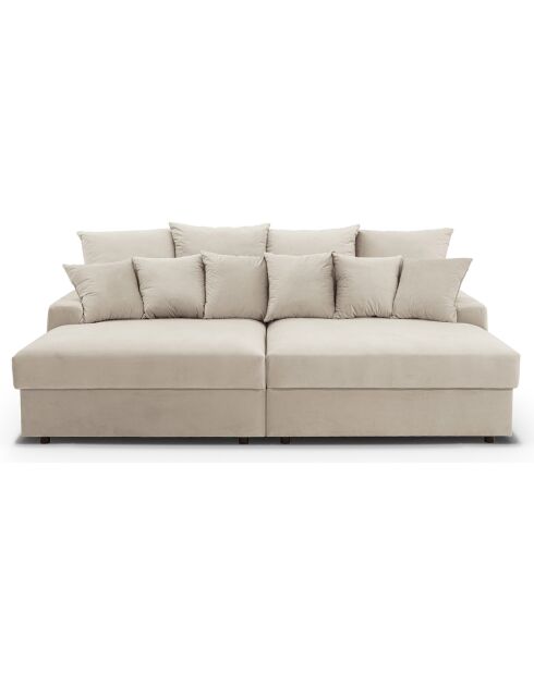 Fluf 4-zits diepe modulaire bank beige fluweel - 260x155x83 cm