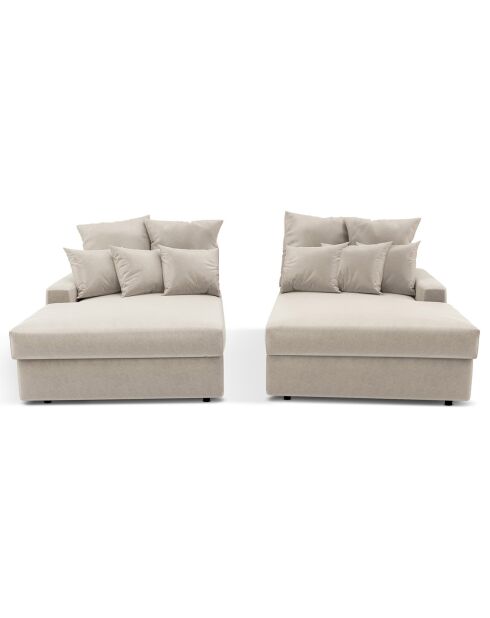 Fluf 4-zits diepe modulaire bank beige fluweel - 260x155x83 cm