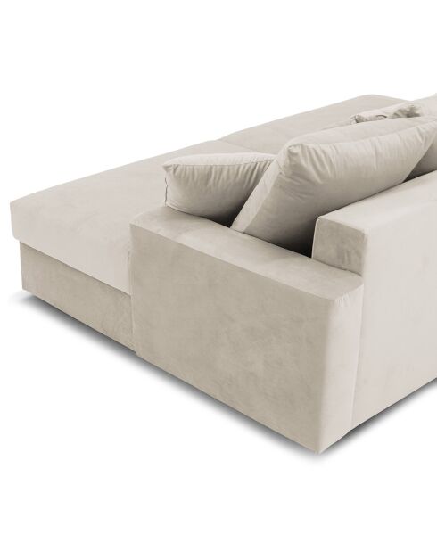 Fluf 4-zits diepe modulaire bank beige fluweel - 260x155x83 cm