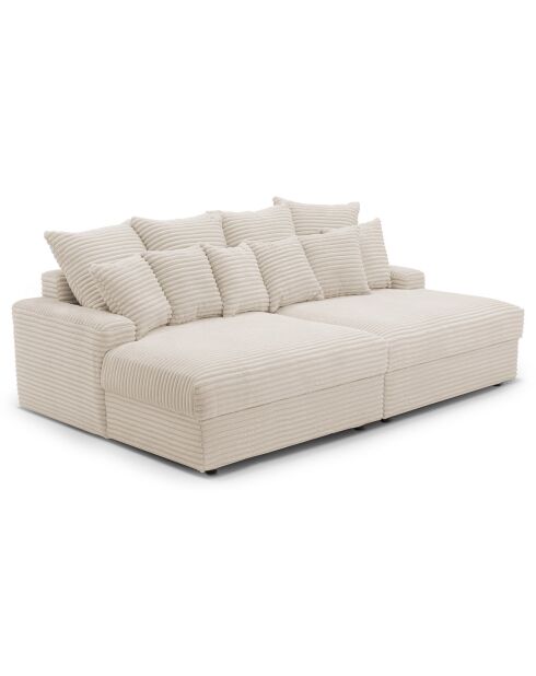 Fluf diepe modulaire 4-zitsbank Corduroy XXL crème corduroy - 260x155x83 cm