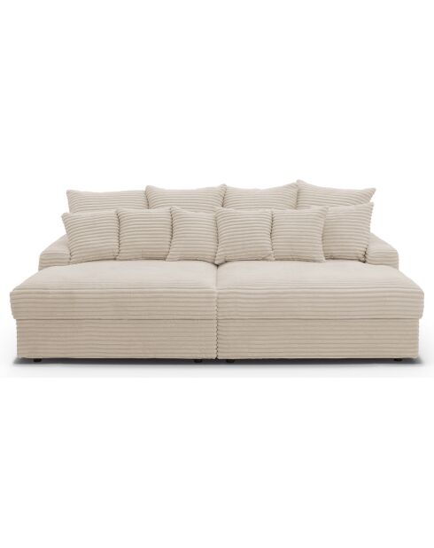 Fluf diepe modulaire 4-zitsbank Corduroy XXL crème corduroy - 260x155x83 cm