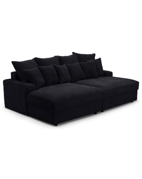 Fluf 4-zits diepe modulaire bank corduroy XXL zwart corduroy - 260x155x83 cm
