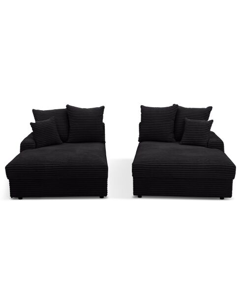 Fluf 4-zits diepe modulaire bank corduroy XXL zwart corduroy - 260x155x83 cm