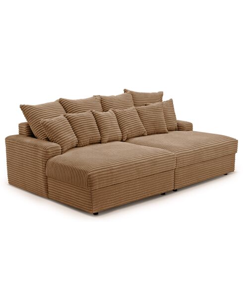 Canapé modulable 4 places profond Fluf Velours côtelé XXL taupe - 260x155x83 cm