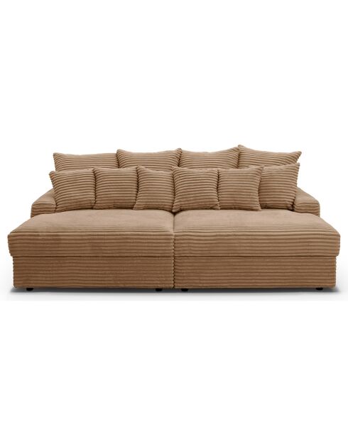 Canapé modulable 4 places profond Fluf Velours côtelé XXL taupe - 260x155x83 cm