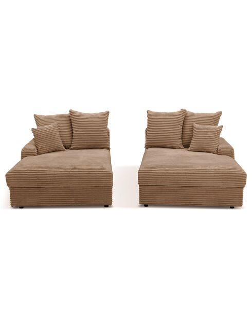 Fluf diepe modulaire 4-zitsbank corduroy XXL taupe corduroy - 260x155x83 cm
