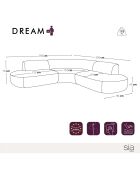 Canapé grand angle Dream Velours éléphant noir - 250x90x70 cm