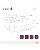 Canapé modulable 4 places profond Fluf Velours côtelé XXL taupe - 260x155x83 cm