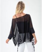 Camiseta negra Isaro con camiseta sin mangas