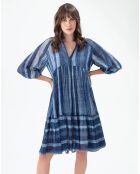 Ecume jurk met saffier/gouden strepen