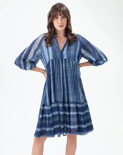 Robe Ecume rayure saphir/gold