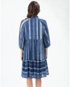 Ecume jurk met saffier/gouden strepen