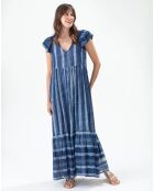 Dune jurk met saffier/gouden strepen