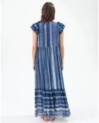 Dune jurk met saffier/gouden strepen