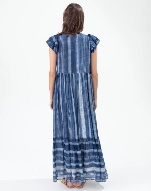 Dune jurk met saffier/gouden strepen