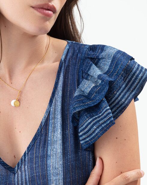 Dune jurk met saffier/gouden strepen