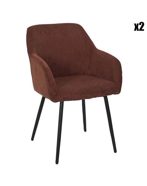 2 Fauteuils Côtelés Scott terracotta/noir