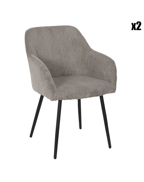 2 Fauteuils Côtelés Scott taupe/noir