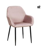 2 Fauteuils Giulia Velours Côtelé rose poudre