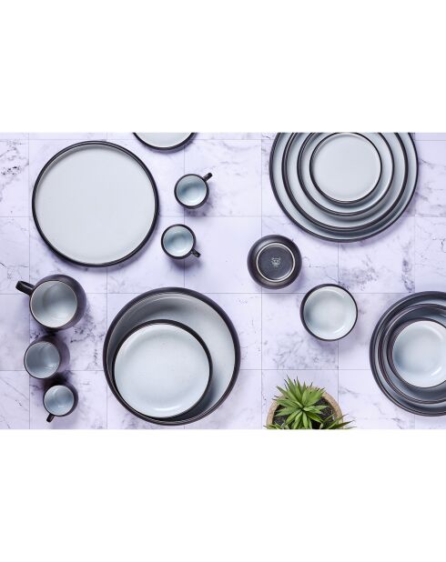 4 Mugs en Grès Gourmet blanc granité/noir onyx - 40 cL 8.5x8.5x9.5 cm