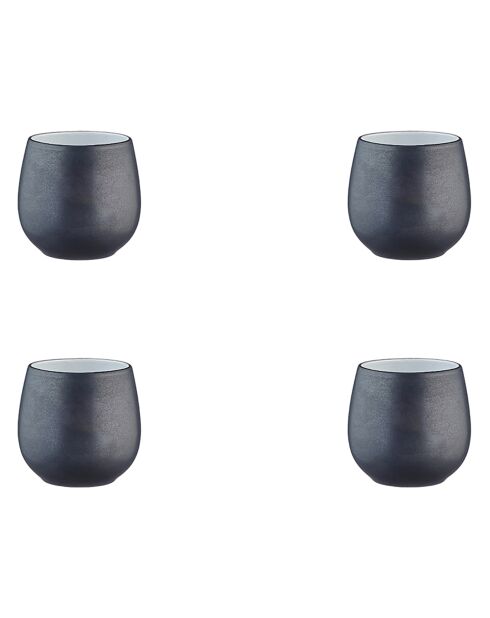 4 Mugs en Grès Gourmet blanc granité/noir onyx - 40 cL 8.5x8.5x9.5 cm