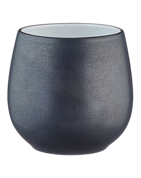 4 Mugs en Grès Gourmet blanc granité/noir onyx - 40 cL 8.5x8.5x9.5 cm