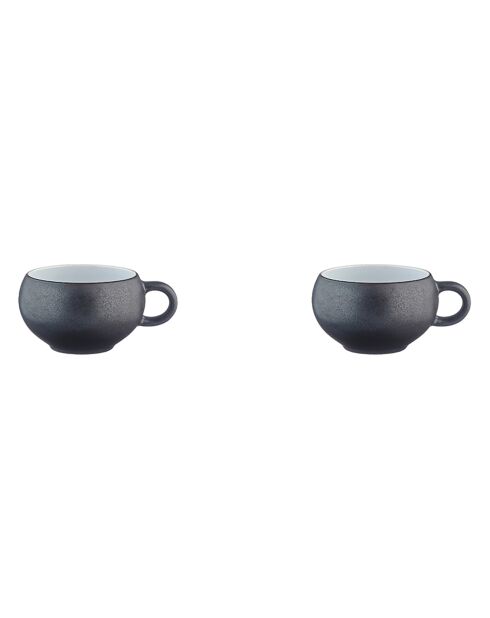 4 Tasses en Grès Gourmet blanc granité/noir onyx - 12 cL