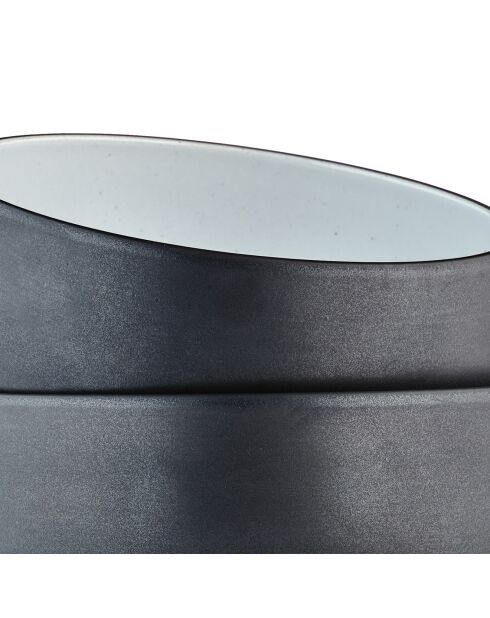 4 Bols en Grès Gourmet blanc granité/noir onyx - 70 cL