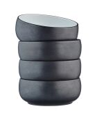 4 Bols en Grès Gourmet blanc granité/noir onyx - 70 cL