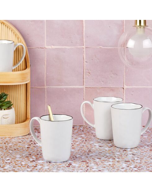 4 Mugs en Grès Pure blanc neige - 40 cL